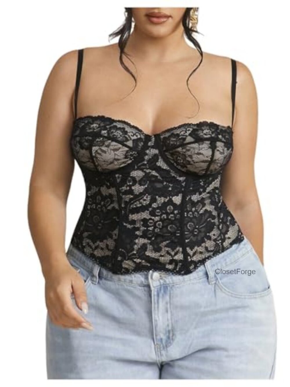 Women's Plus Size Lace Bustier Corset Tops | Going Out Camisole Tops